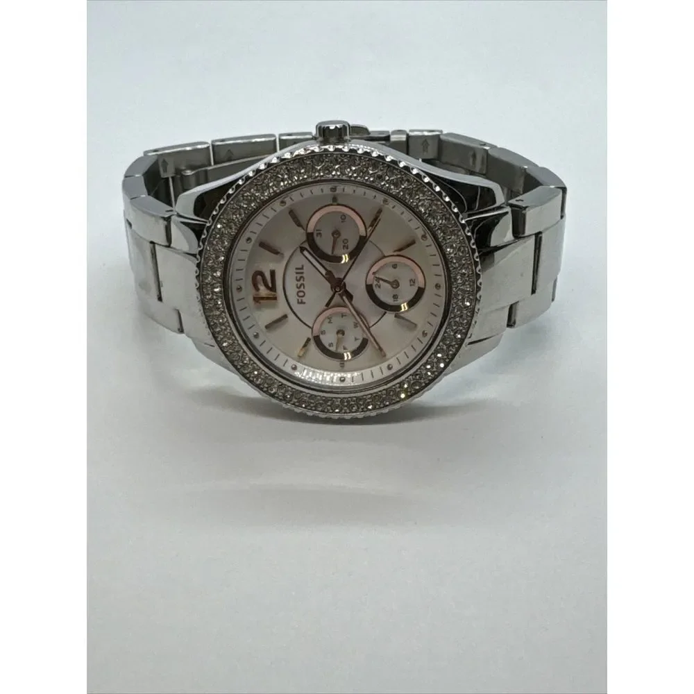 Fossil Stella ES3722 Women Silver Stainless Steel Analog Dial Wrist Watch JNA319